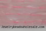 CRI02 15.5 inches 10*30mm faceted rice rose quartz beads wholesale