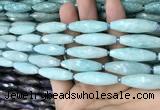 CRI110 15.5 inches 10*30mm faceted rice amazonite gemstone beads