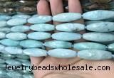 CRI111 15.5 inches 10*30mm faceted rice amazonite gemstone beads