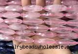 CRI117 15.5 inches 10*30mm faceted rice rose quartz beads