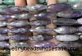 CRI118 15.5 inches 10*30mm faceted rice amethyst gemstone beads