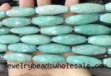 CRI120 15.5 inches 10*30mm faceted rice amazonite gemstone beads