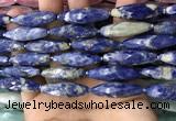 CRI121 15.5 inches 10*30mm faceted rice sodalite gemstone beads