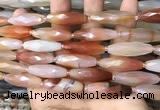 CRI126 15.5 inches 10*30mm faceted rice red agate gemstone beads