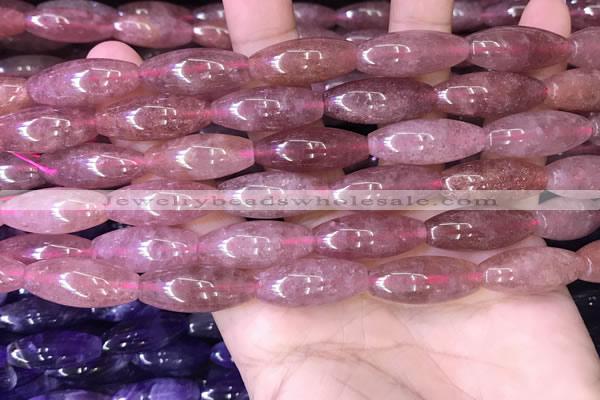 CRI303 15.5 inches 10*25mm rice strawberry quartz beads wholesale