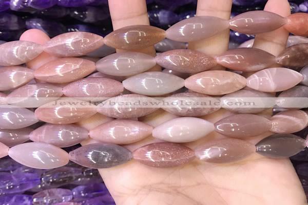 CRI304 15.5 inches 10*25mm rice moonstone beads wholesale