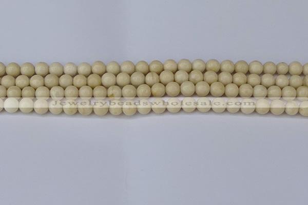 CRJ601 15.5 inches 6mm round white fossil jasper beads wholesale