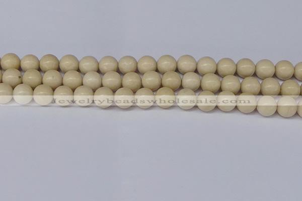 CRJ603 15.5 inches 10mm round white fossil jasper beads wholesale