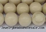 CRJ604 15.5 inches 12mm round white fossil jasper beads wholesale