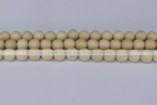 CRJ604 15.5 inches 12mm round white fossil jasper beads wholesale