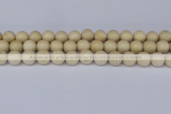 CRJ605 15.5 inches 14mm round white fossil jasper beads wholesale