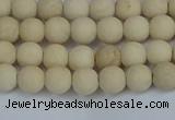 CRJ610 15.5 inches 4mm round matte white fossil jasper beads