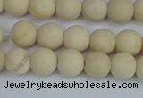 CRJ611 15.5 inches 6mm round matte white fossil jasper beads