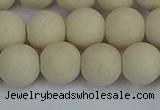 CRJ612 15.5 inches 8mm round matte white fossil jasper beads