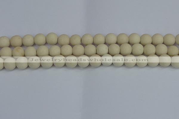 CRJ612 15.5 inches 8mm round matte white fossil jasper beads