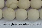 CRJ613 15.5 inches 10mm round matte white fossil jasper beads