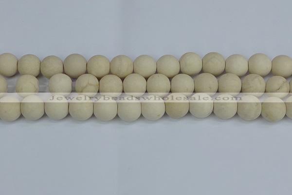 CRJ613 15.5 inches 10mm round matte white fossil jasper beads