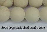 CRJ614 15.5 inches 12mm round matte white fossil jasper beads