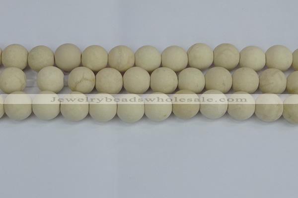 CRJ615 15.5 inches 14mm round matte white fossil jasper beads