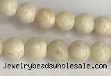 CRJ620 15.5 inches 4mmm round white fossil jasper beads wholesale