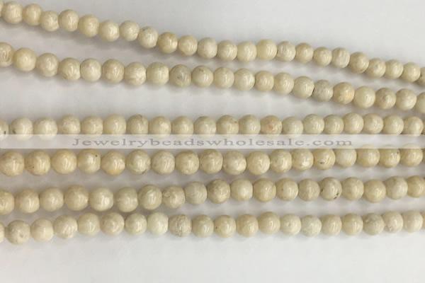 CRJ620 15.5 inches 4mmm round white fossil jasper beads wholesale