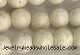 CRJ621 15.5 inches 6mm round white fossil jasper beads wholesale