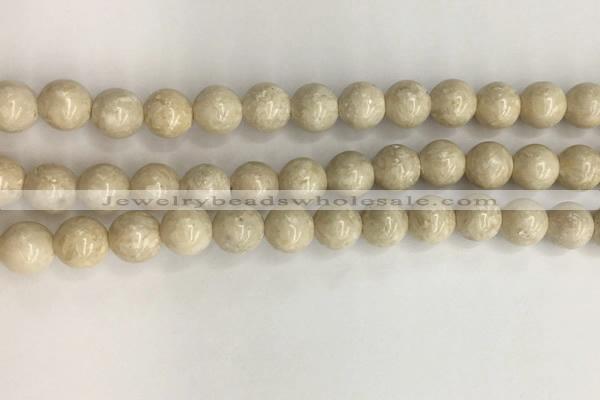 CRJ622 15.5 inches 8mm round white fossil jasper beads wholesale