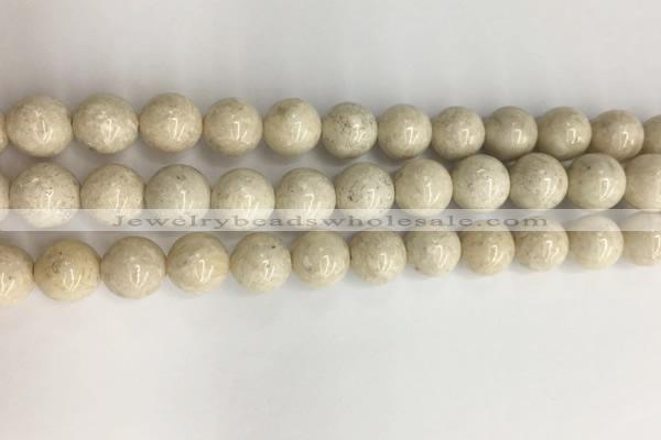 CRJ623 15.5 inches 10mm round white fossil jasper beads wholesale