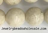 CRJ624 15.5 inches 12mm round white fossil jasper beads wholesale