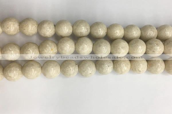 CRJ624 15.5 inches 12mm round white fossil jasper beads wholesale