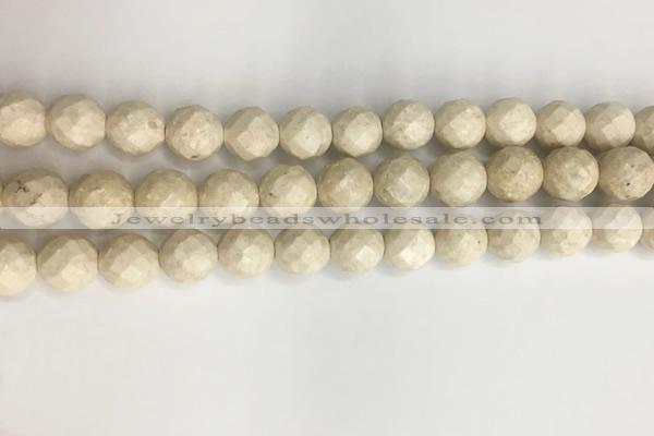 CRJ628 15.5 inches 8mm round white fossil jasper beads wholesale