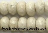 CRJ633 15.5 inches 5*8mm rondelle white fossil jasper beads wholeasle