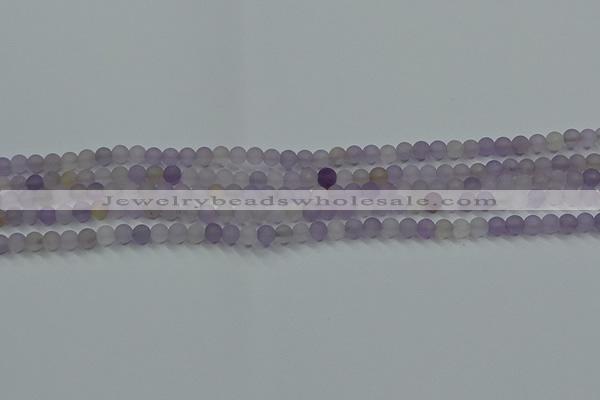 CRO1010 15.5 inches 4mm round matte amethyst gemstone beads