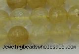 CRO1034 15.5 inches 12mm faceted round yellow watermelon quartz beads