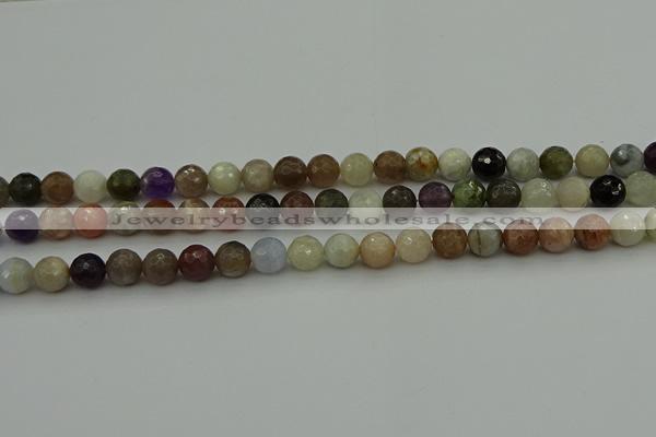 CRO1042 15.5 inches 8mm faceted round mixed gemstone beads