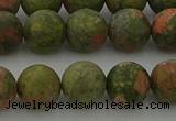 CRO1063 15.5 inches 10mm round matte unakite beads wholesale