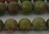 CRO1064 15.5 inches 12mm round matte unakite beads wholesale