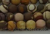 CRO1072 15.5 inches 8mm round matte brown zebra jasper beads