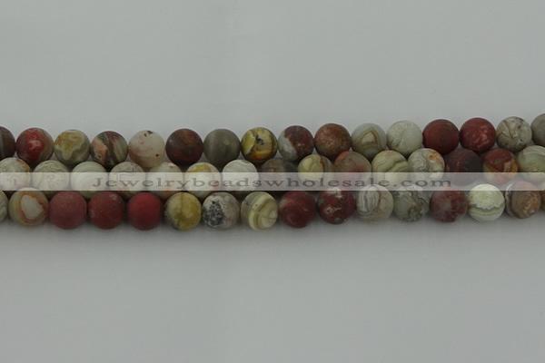 CRO1093 15.5 inches 10mm round matte laguna lace agate beads