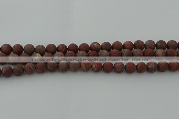 CRO1102 15.5 inches 8mm round matte pomegranate jasper beads