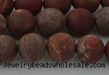 CRO1103 15.5 inches 10mm round matte pomegranate jasper beads