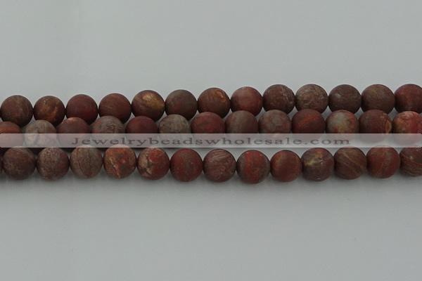 CRO1104 15.5 inches 12mm round matte pomegranate jasper beads