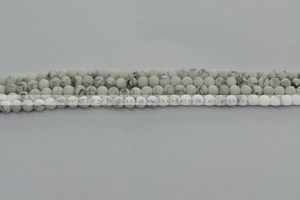 CRO1140 15.5 inches 4mm round matte white howlite beads