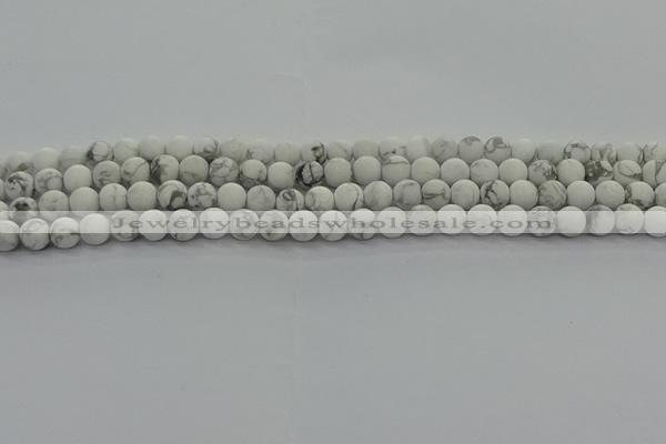 CRO1141 15.5 inches 6mm round matte white howlite beads