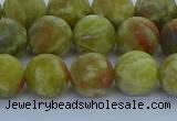 CRO1153 15.5 inches 10mm round matte green dragon serpentine jasper beads