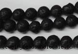 CRO118 15.5 inches 8mm round black lava beads wholesale