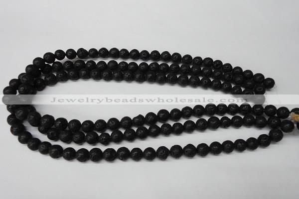 CRO118 15.5 inches 8mm round black lava beads wholesale