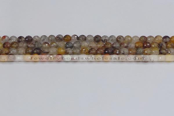 CRO1196 15.5 inches 6mm faceted round mixed lodalite quartz beads