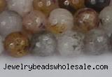 CRO1197 15.5 inches 8mm faceted round mixed lodalite quartz beads