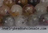 CRO1198 15.5 inches 10mm faceted round mixed lodalite quartz beads